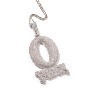 Colgante Hip-Hop de Plata 925 Bañado en Oro y Rodio para Hombre con Diamante Cultivado en Laboratorio, Letra O de Cristal y Diamantes de Imitación, Amuleto de Rock para Uso Diario - Product Image 3