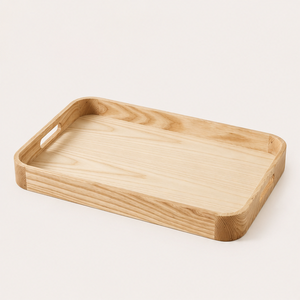 Modern Minimalist Solid Ash Wood Serving <b>Tray</b> With Cut-Out Handles Rectangular Eco-Friendly Decorative Platter For <b>Breakfast</b> Use - Product Image 1