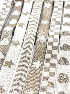 Correa para bolso con cuentas plateadas y blancas, Correa para bolso para el día del partido, Correa plateada para bolso, Correa transparente para bolso, Correa para cámara, Accesorio con cuentas - Product Image 5