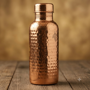 Botella de Agua Ayurvédica de Cobre Puro, Jarra de Cobre Martillada Hecha a Mano, Sin Juntas, a Prueba de Fugas, Botella Deportiva para Gimnasio, Yoga y Deportes - Product Image 1