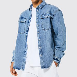 Factory Custom Cotton Washing Outdoor <b>Men</b> <b>Denim</b> <b>Jackets</b> Oversized Streetwear Front Pockets Blue <b>Denim</b> <b>Jackets</b> - Product Image 5