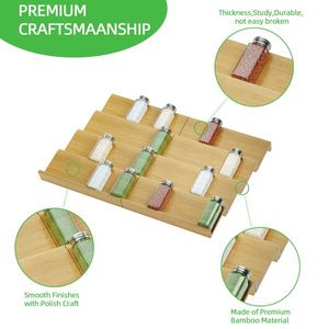 Portaspezie in bambù da 8 pezzi scatola portaoggetti con etichette 126 e 1 imbuto Organizer da cucina 10 lattine L26 W18.9 - Product Image 4