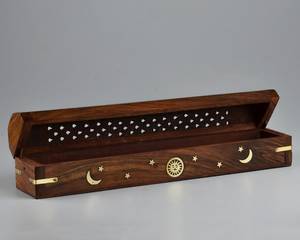 Handmade Wooden <b>Incense</b> <b>Stick</b> <b>Holder</b>/Burner - Pack of 2 Rosewood <b>Incense</b> <b>Stick</b> Box Leaf Carved Ying Yang <b>Incense</b> Cone <b>Holder</b> - Product Image 5