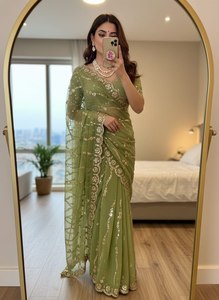 ส่าหรีส่าหรีแบบหรูหราลำดับส่าหรีส่าหรีส่าหรีลายมอสส่าหรี - Product Image 5