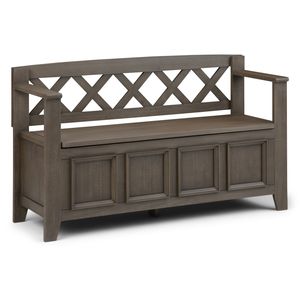 Amherst Farmhouse Grey <b>Entryway</b> Storage <b>Bench</b> Stylish Patio Furniture - Product Image 1
