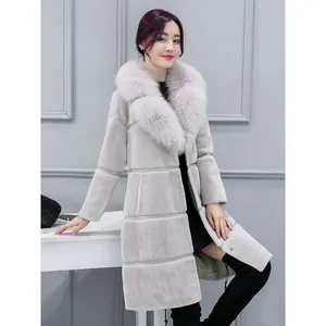 Abrigo de Piel Sintética para Mujer, Otoño Invierno, Cuello de Pelo de Zorro de Imitación, Cálido, Moda Coreana, Ajustado, Felpa Artificial - Product Image 2