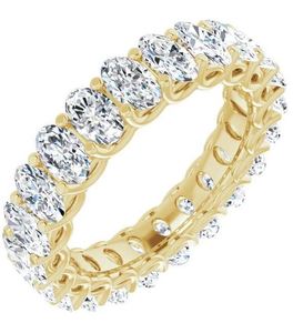 Anillo de Boda de Eternidad Completa con Moissanita de Corte Ovalado, Plata de Ley 925 Chapada en Oro, Anillo Apilable para Aniversario de Bodas para Mujer - Product Image 3
