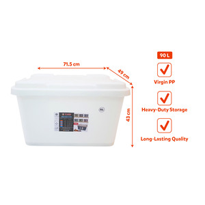 Boîte de rangement en PP de 90 L avec couvercle, bac de rangement en plastique empilable, armoire sur pied avec couvercle pour la maison, le placard, le coffre de voiture - Product Image 5