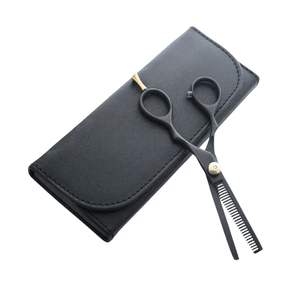 Tijeras Profesionales para Adelgazar el Cabello, Color Negro Mate, para Barbería y Salón, Tijeras de Texturización de Acero Inoxidable con Tornillo Dorado, OEM - Product Image 3