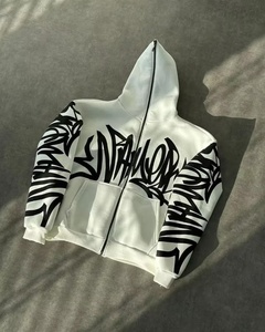 Y2K automne personnalisé bouffée impression sweat à capuche zippé pour hommes 100% français éponge décontracté Streetwear mode brodé fermeture éclair sweats à capuche printemps - Product Image 3