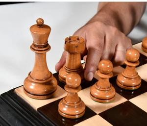 Luxury 4.25 King 1950 Dubrovnik Bobby Fischer <b>Chess</b> <b>Set</b> Weighted Ebony And Distressed Antique <b>Wood</b> Pieces At Best Price - Product Image 2