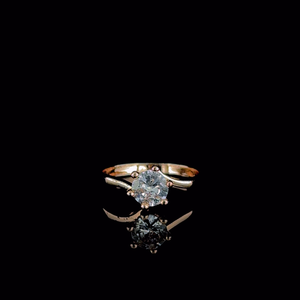 Anello Solitario Rosefire in Argento Premium 1,744g, Taglio Rotondo Classico, Cristallo <span class=keywords><strong>Swarovski</strong></span>, Montatura a Griffe, Gioiello Elegante e Minimalista - Product Image 1