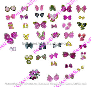 พลอยทัวร์มาลีนสีเขียวชมพูธรรมชาติรูปปีกผีเสื้อทรงคาโบชอง แบรนด์ FAIJAN GEMS รับรองโดยบุคคลที่สาม แหล่งกำเนิดราชสถาน - Product Image 2