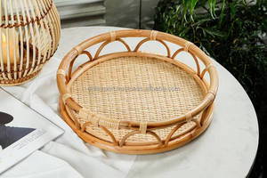 Plateau de service pour petit-déjeuner DHT Boho, artisanat, panier rond en rotin, tissé à la main, couleur personnalisée, taille personnalisée, origine Vietnam, pour usage domestique - Product Image 3