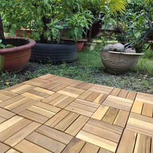 MPS <b>Interlocking</b> Waterproof ACACIA Wood Plastic Composite Deck <b>Tiles</b> Square Edged Smooth Surface Modern Design Dual Lock Outdoor - Product Image 1
