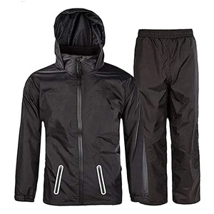 Conjunto Impermeable de Alta Visibilidad con Certificación CE, Chaqueta con Capucha y Pantalones, Unisex, de Nailon Negro, Transpirable y Resistente al Viento, para Trabajo - Product Image 5