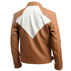 Chaqueta de Cuero Genuino de Piel de Oveja para Hombre, Nuevo Diseño, Chaqueta de Motero de Invierno de Alta Calidad, Resistente al Viento e Impermeable, con Logotipo Personalizado y Cuello Alto - Product Image 2