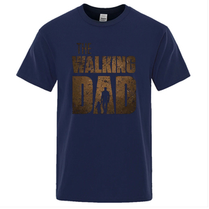 T-shirt décontracté blanc à manches courtes et col rond pour homme The Walking Dad, imprimé lettres sur le devant, en jersey 100 % coton doux et tricoté - Product Image 4