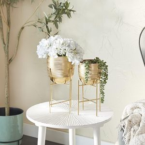 Modern Metal Decorative Indoor Outdoor Planter, Flower <b>Pot</b> for Living Room, Kitchen, Office, Metal Planter With Stand - Product Image 2