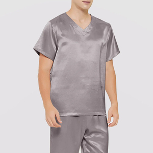 Top Wholesale Custom <b>Men's</b> Satin <b>Silk</b> <b>Pyjamas</b> Set Breathable Quick Dry 2-Piece T-shirt & Shorts Sleeping Clothes 2026 - Product Image 6