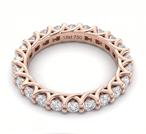 Bague d'éternité en diamant, taille brillant rond, bijoux fins classiques, bague de fiançailles - Product Image 5