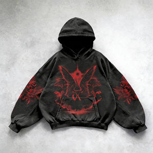 Sudadera con capucha unisex oversize gris lavado personalizado con gráfico de mariposa y cremallera de cuarto, de forro polar grueso, estilo streetwear - Product Image 6