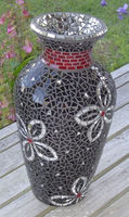 Pot de fleurs antique en mosaïque de verre et agate, magnifique sculpture en pierre précieuse, objet de collection, artisanat en pierre semi-précieuse, gravure de forme ovale