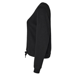 Sudadera de punto negra lisa con cuello redondo para mujer, manga larga, con cordón en el bajo, para otoño - Product Image 3