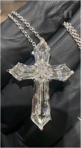 สร้อยคอจี้เพชรโมอิสซาไนต์ทรงกากบาท CONCEPTION VVS  แบบตัดละเอียด  โซ่เงินแท้ 925 ชุบทอง 18K  เครื่องประดับสั่งทำพิเศษ  สำหรับทั้งชายและหญิง - Product Image 2