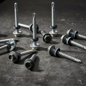 Vis autoperceuse à tête hexagonale avec rondelle EPDM intégrée, en acier au carbone, filetage grossier, galvanisée, classe 4.8/6.8, résistante à la corrosion - Product Image 1