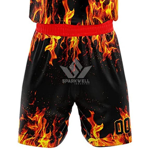 Ensemble de maillots de basket-ball personnalisés pour équipes, imprimé flamme noire, sublimé, col en V, sans manches, évacuation de l'humidité, vêtements de sport unisexes pour adultes - Product Image 5