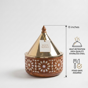 Premium Durable Insulated Arabic Style Hotpot <b>Serving</b> <b>Dish</b> Luxury Wooden Casserole Buffet <b>Set</b> Stainless Steel Lid Eco-Friendly - Product Image 4
