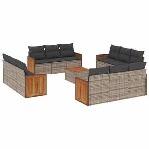 Conjunto de Sofás Modulares Medianos de Ratán PE Gris para Jardín, Muebles de Patio con Estilo y Comodidad - Product Image 2