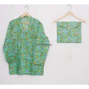 Conjunto de Pijama de Manga Larga 100% Algodón Transpirable con Cintura Elástica y Estampado Floral, Suave y Liso para Mujer, Todas las Temporadas - Product Image 2