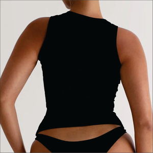 Top corto sin mangas para mujer, nuevo, de color liso, estilo casual, sexy, ajustado, de punto acanalado, top corto de encaje para mujer - Product Image 6