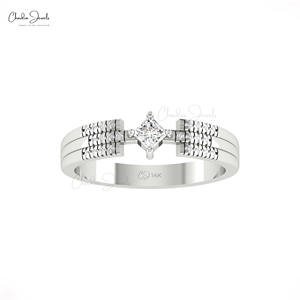 Proveedor genuino de anillos de compromiso con diamantes blancos de corte princesa de 3 mm, anillo delicado de oro sólido de 14 quilates para novia a un precio razonable. - Product Image 3
