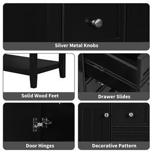 Mobile da Bagno Nero da 36 Pollici Senza Lavabo con Base e Tre Cassetti - Product Image 4