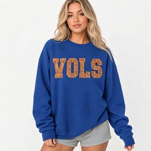 Customize Pink Oversized Crewneck <b>Sweatshirt</b> With Embroidered Vols Letter Design Drop Shoulder And <b>Long</b> Sleeves Crewneck - Product Image 6