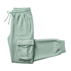 <b>Men's</b> Mint Green Sherpa <b>Lined</b> Heavyweight Cargo Joggers <b>Fleece</b> Pants Rivet Utility Pockets Drawstring Waist Winter Streetwear - Product Image 4