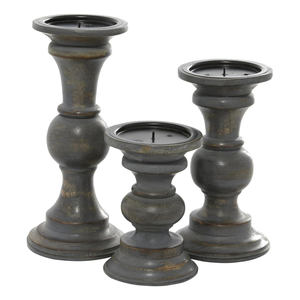 Handcrafted Dark <b>Grey</b> Mango Wood Candlestick Holder Set of 3 High Quality Wooden Decorative <b>Candle</b> Holders at Best Price Online - Product Image 1