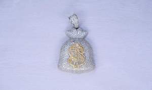 Pendentif Sac à Monnaie Diamant en Argent 925 Plaqué Rhodium Micro-Incrusté, Breloque Thème Luxe Unisexe pour Usage Quotidien - Product Image 2