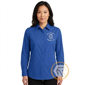 เสื้อเชิ้ตผู้หญิงแบบลำลองสั่งทำพิเศษ ODM สำหรับชมรม Zeta Phi Beta ผลิตจากผ้าฝ้าย 100% เหมาะสำหรับใส่ทำงาน ทรงปกติ - Product Image 4