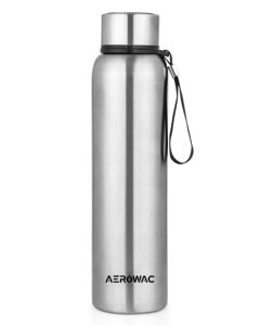 Insulated Stainless Steel Water Bottle Leak Proof Vacuum Flask Reusable Silver <b>Metal</b> Drink Container Black Wrist Lanyard Strap - Product Image 4