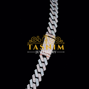 TASNIM <b>White</b> <b>Gold</b> VVS Moissanite Round Diamond 10mm Cuban Chain Prong Setting Luxury <b>Men</b> and Women's Wedding - Product Image 4