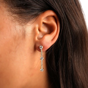 14K Gold Round Brilliant Bezel Lab Grown Diamond <b>Drop</b> Earrings 30mm IGI Certified Minimalist Elegant Gift for Women - Product Image 4