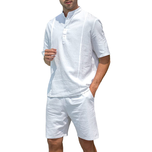 Men's Summer Breathable Plus Size Two-Piece T-Shirt and Shorts <b>Set</b> with Custom Logo Thick Short Sleeve T-Shirt - Product Image 3