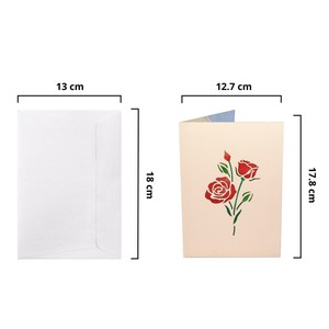 <b>Handmade</b> <b>Paper</b> Flower3D Pop Up Card Red Roses in Cardstock Pot Floral Decor Home Decoration Die Cutting Printing Customized - Product Image 2