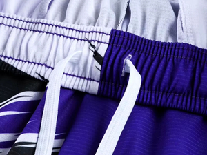Men's Purple White Black Print Basketball Shorts Moisture Wicking Elastic Waist Zipper Pocket Summer Sportwear - Product Image 6