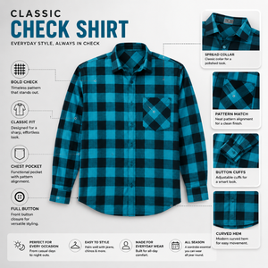 เสื้อเชิ้ตลำลองลายตารางคลาสสิกสำหรับผู้ชาย |   เสื้อเชิ้ตลายสก๊อตแขนยาวมีปก ออกแบบมาเพื่อความสบายและทนทาน ใส่ได้ทุกฤดูกาล - Product Image 5