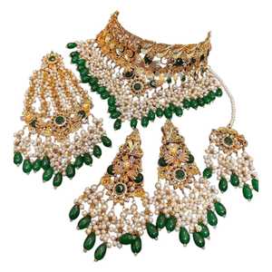 Ensemble de bijoux Kundan en laiton de haute qualité, collier, boucles d'oreilles, bague, ensembles de bijoux tendance pour femmes, pour les mariages - Product Image 1